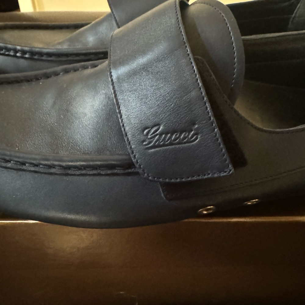 Gucci Men's Dark Leather Slip-Ons